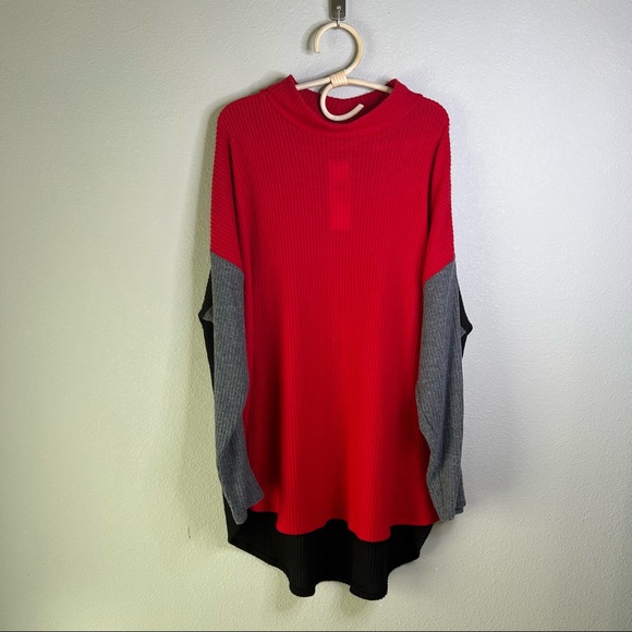 Calvin Klein Mockneck Colorblock Waffle Knit Top Size 2X Plus - Picture 10 of 16